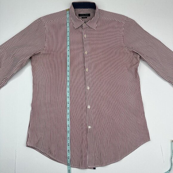 Zara Men’s Red White Slim Fit Striped Button Down Career Dress‎ Shirt L/C41.25 - Picture 8 of 11